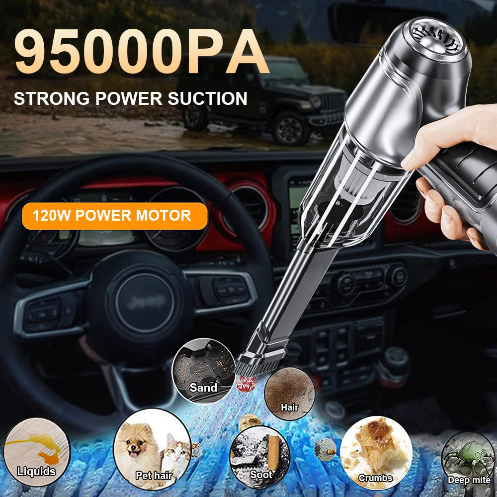 SMF Wireless Car Vacuum Cleaner – 95000PA Suction for Powerful, Effortless Cleaning!